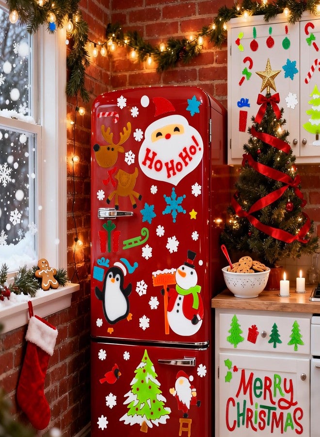 HOHUCRAB 6 Sheets Christmas Window Clings Gel, Santa Claus Snowman Snowflake Cardinals Penguin Christmas Gel Window Clings Decorations, Merry Xmas Wall Decor Stickers, School Home Xmas Party Decorations - Image 4